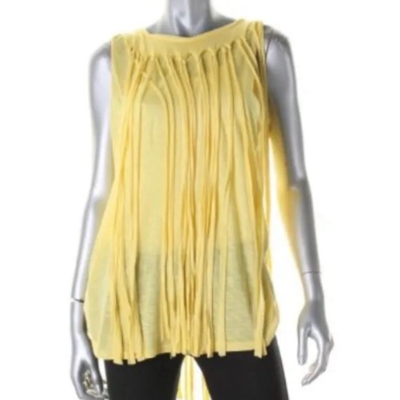 Grace Elements Women's Blouse New Tank Top Fringed Lemon Zest - Picture 1 of 3